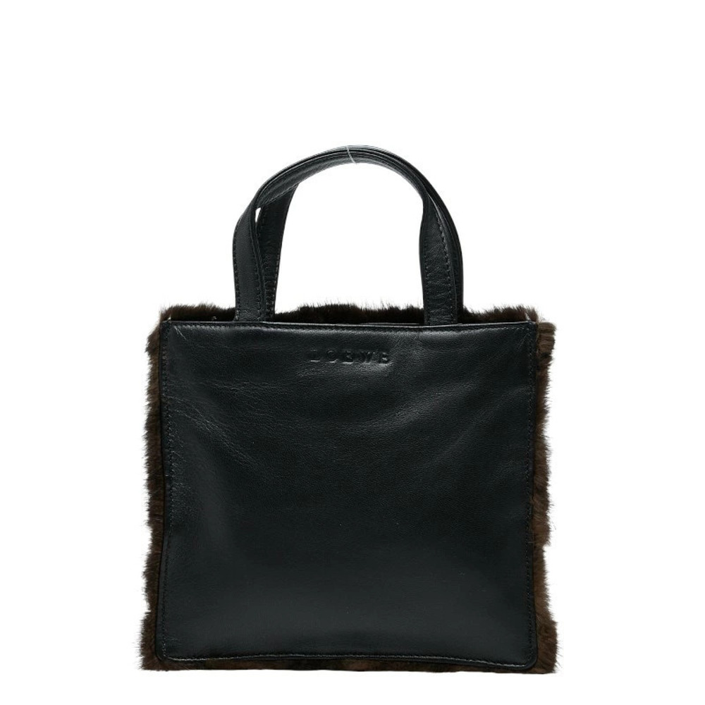 Loewe handbag brown black fur leather
